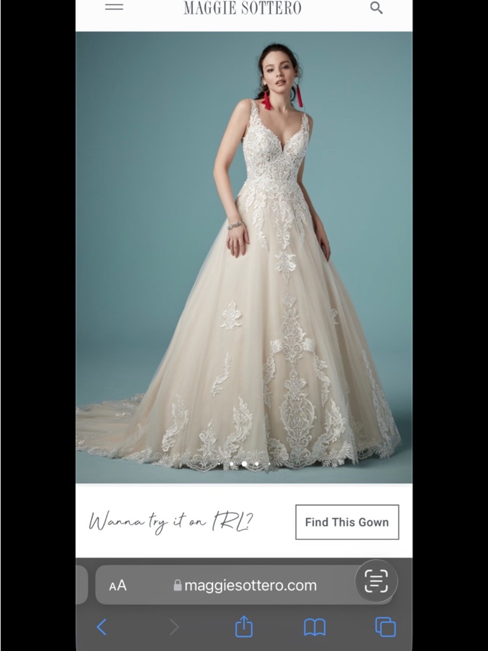 Maggie Sottero Ivory and Champagne Lace A-line Gown